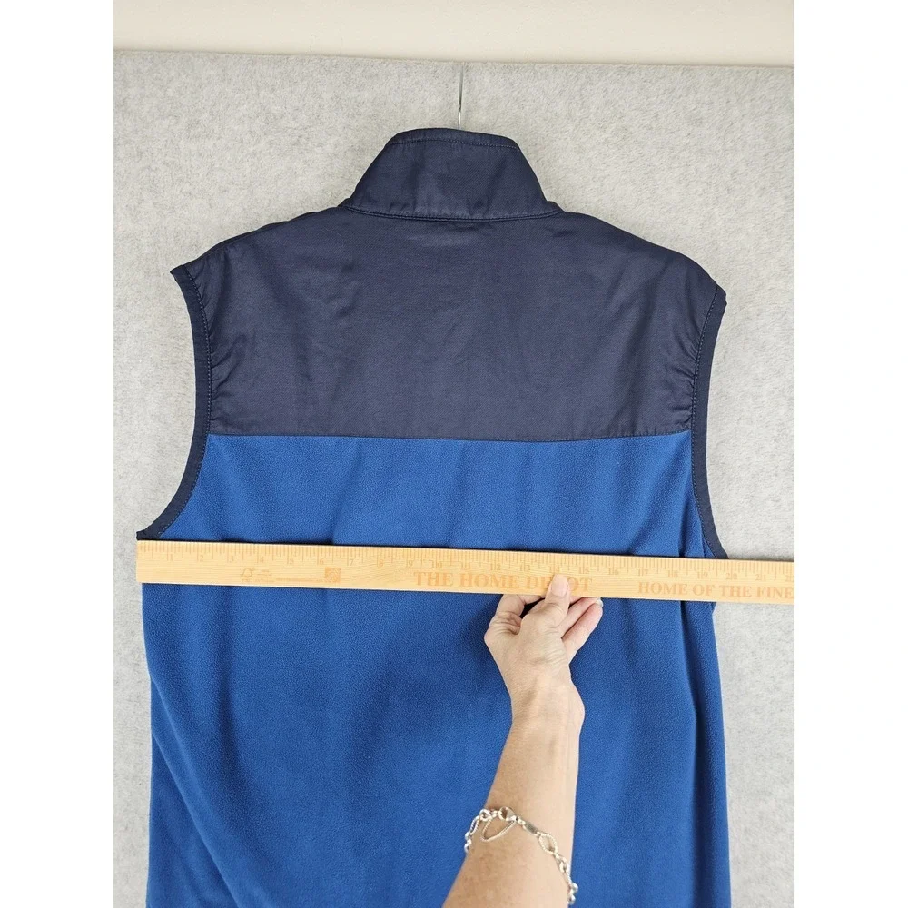 Southern Tide Vest Mens Medium Blue Navy Fleece Full Zip Nylon Yoke Outdoor